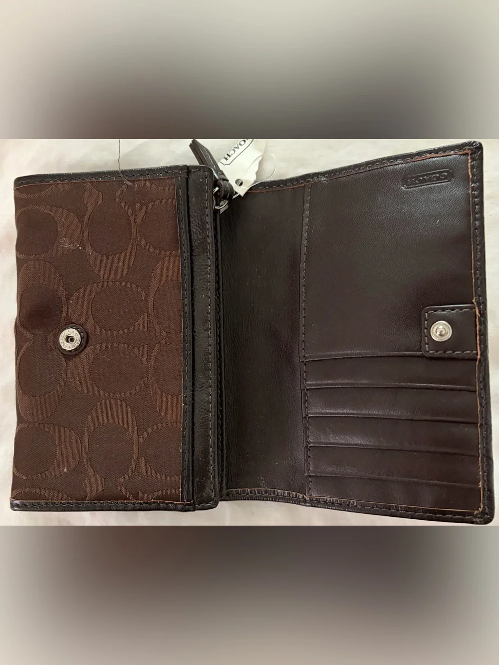 Coach Soho Signature Pleated Brown Bifold wallet NWT never used